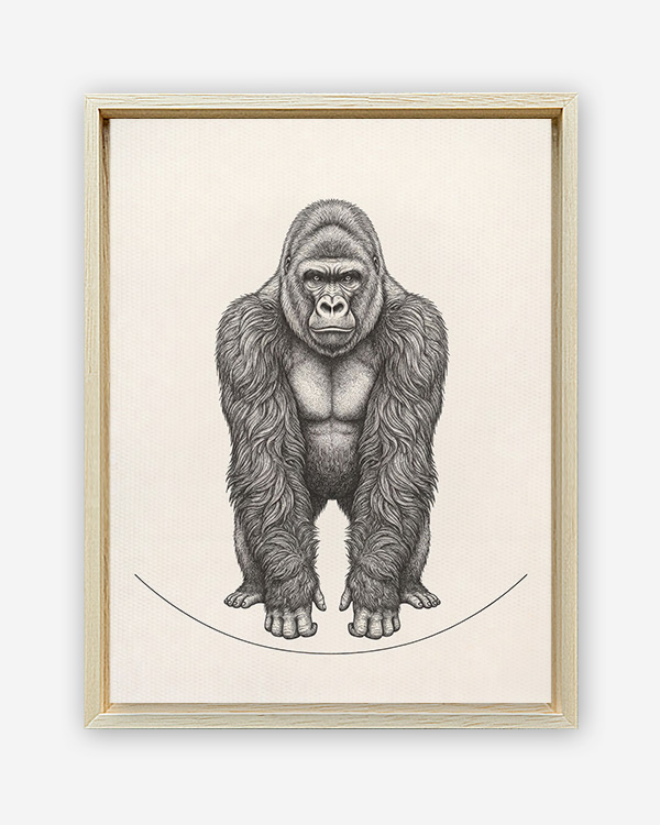 Gorilla illustrazione - Immagine decorativa su Tela con Cornice o Stampa - immagine 2