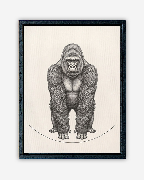Gorilla illustrazione - Immagine decorativa su Tela con Cornice o Stampa - immagine 3