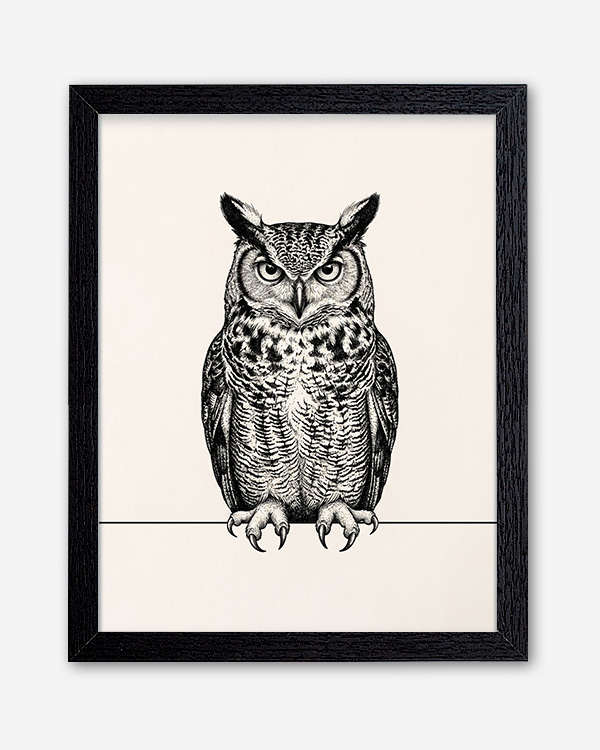 Gufo illustrazione - Immagine decorativa su Tela con Cornice o Stampa - immagine 5