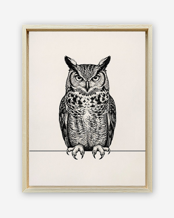 Gufo illustrazione - Immagine decorativa su Tela con Cornice o Stampa - immagine 2