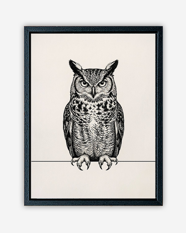 Gufo illustrazione - Immagine decorativa su Tela con Cornice o Stampa - immagine 3