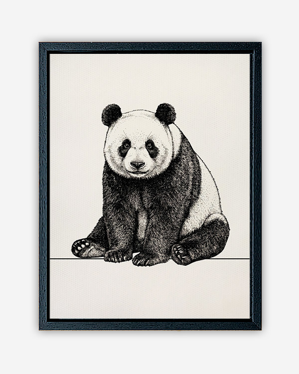 Panda illustrazione - Immagine decorativa su Tela con Cornice o Stampa - immagine 3